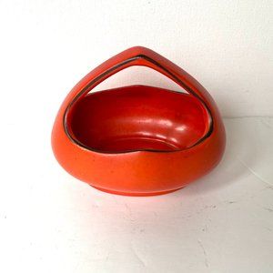 Vintage Czechoslovakia Coronet Ceramic Bridal Basket Pottery Orange Bohemian